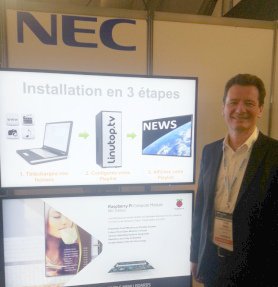 Linutop's tweet photo. Linutop Kiosk on new #NEC_Display with integrated #raspberrypi #digitalsignage @IT_Partners https://t.co/ylf3k4UjhC https://t.co/TPD5q4LtY9