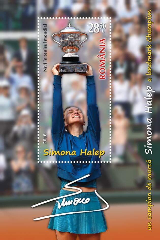 Simona_Halep's tweet photo. Honoured that the Romfilatelia has created a stamp to mark my @rolandgarros victory 😊 

I better get writing some letters 💌 https://t.co/AT8ccx4sSJ