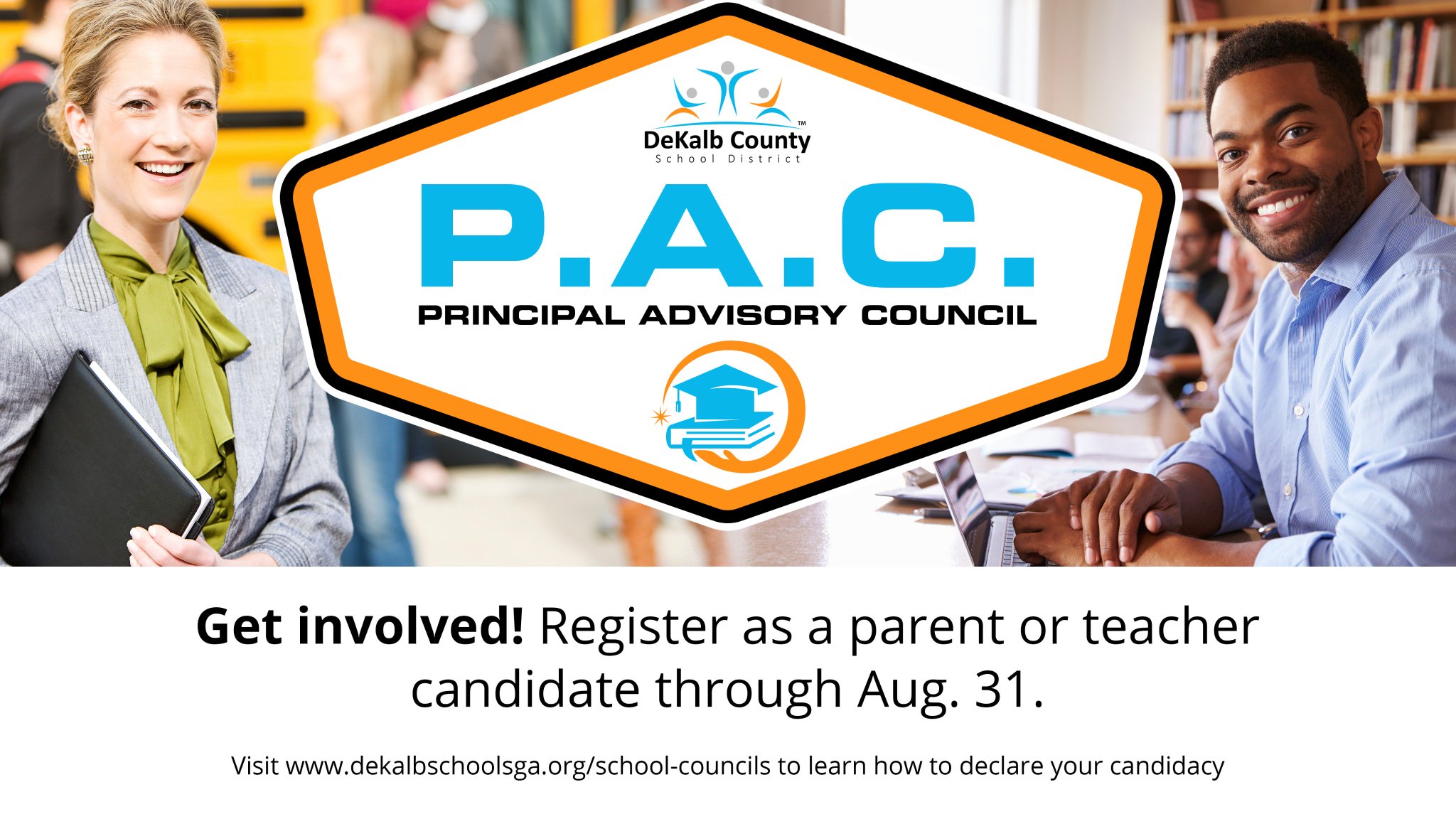 DeKalb Schools, GA no Twitter: "Parents and Teachers: Tomorrow, August  31st, is the last day to declare your candidacy for the Principal Advisory  Council at your local school. Learn more here -