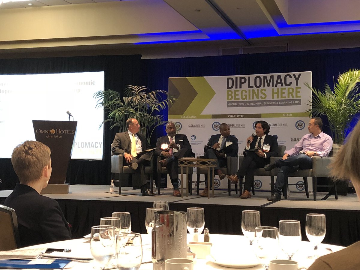 .<a href="/TerikTidwell/">Terik Tidwell</a> of <a href="/JCSUniversity/">Johnson C. Smith U.</a> moderating panel on regional economic development and entrepreneurship at #IamDiplomacy in #CLT