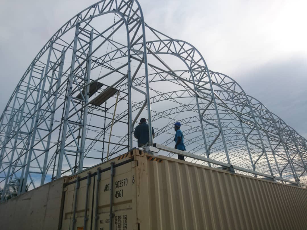 SGHcorp's tweet photo. Awesome new photos showing progress on our collaboration with @NBA in #Senegal for a new athletic facility #sgblocks #containerconstruction https://t.co/4hs2Of2Rw1