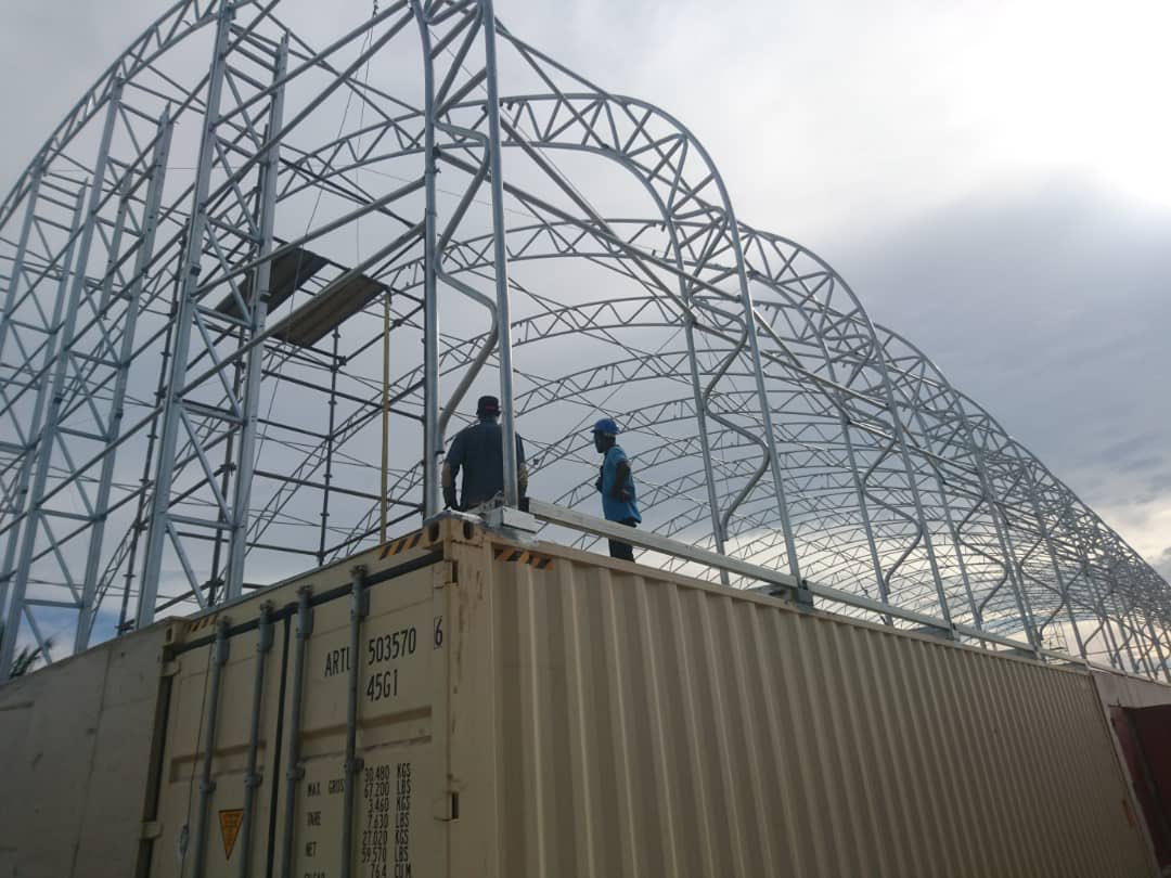 SGHcorp's tweet photo. Awesome new photos showing progress on our collaboration with @NBA in #Senegal for a new athletic facility #sgblocks #containerconstruction https://t.co/4hs2Of2Rw1