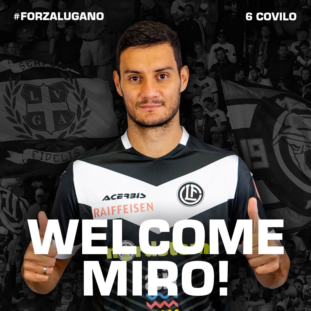 FCLugano1908's tweet photo. Diamo il benvenuto a Miroslav #Covilo, che da oggi veste la maglia bianconera numero 6.
I dettagli: https://t.co/KZjHbcNeWj
#FCLugano #forzalugano https://t.co/sFehanWmyc