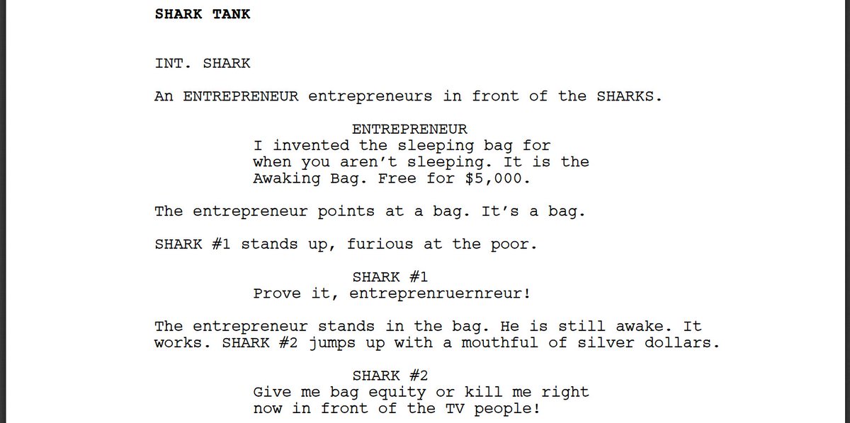 Keaton Patti on X: I forced a bot to watch over 1,000 hours of Shark Tank  episodes and then asked it to write a Shark Tank episode of its own. Here is