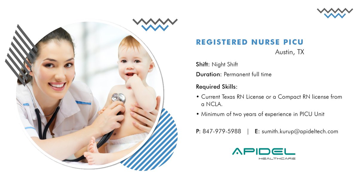 Apidelhealth's tweet photo. #Jobs #RNJobs #HospitalJobs #PICUJobs #NursingJobs #ApidelJobs #ApidelHealthcare https://t.co/E9aHOvuAxS