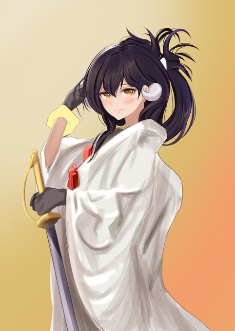 三笠大先輩の白無垢姿描きました～
#アズールレーン 