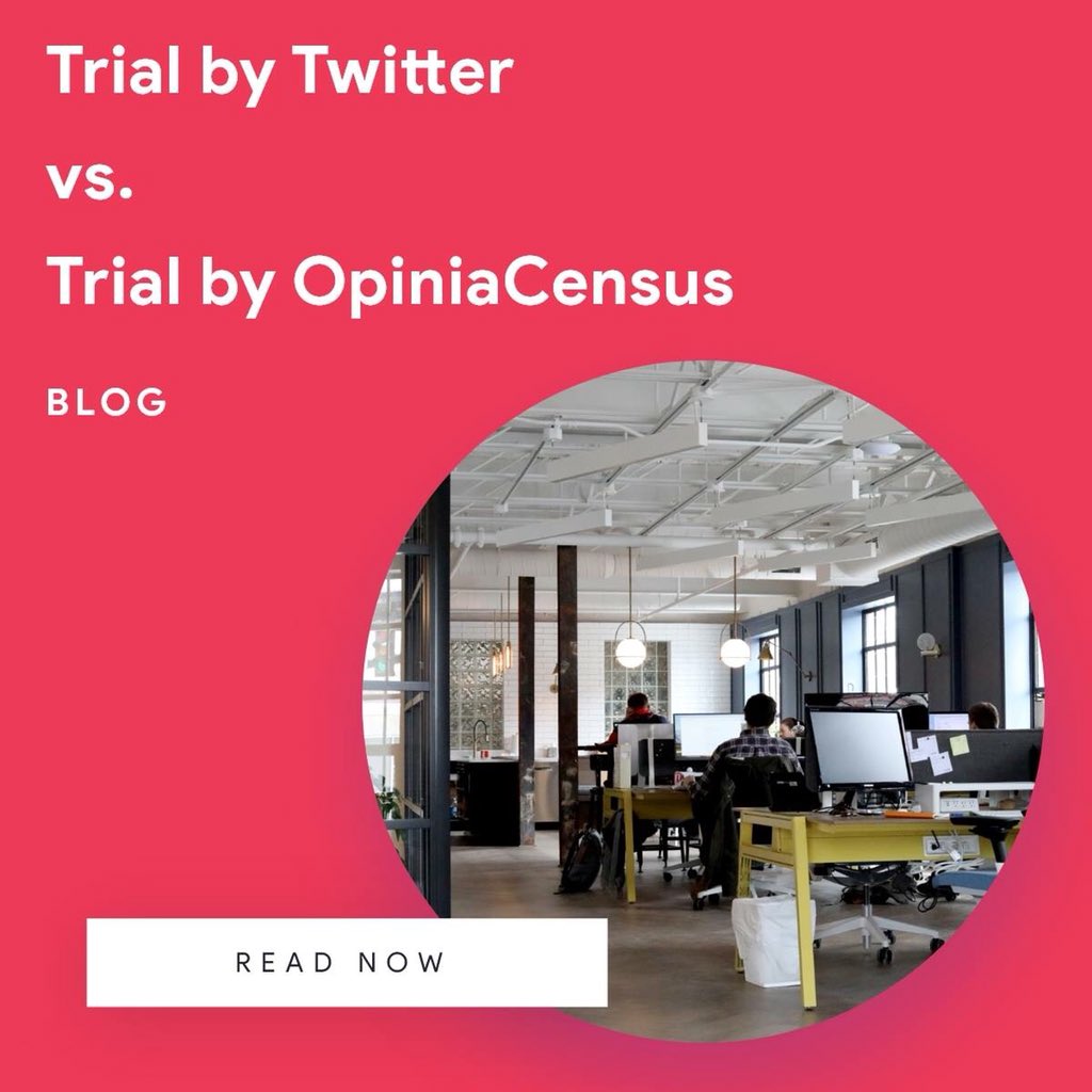 Link to our blog post on the topic: 
blogs.opiniacensus.com/trial-by-twitt…

#OPINIACensus #OpinionsMatter #Feedback #app #census #OPINIA #feedbackapp #blog #opinions #trial #twitter #battle #publicopinions #whatdoyouthink