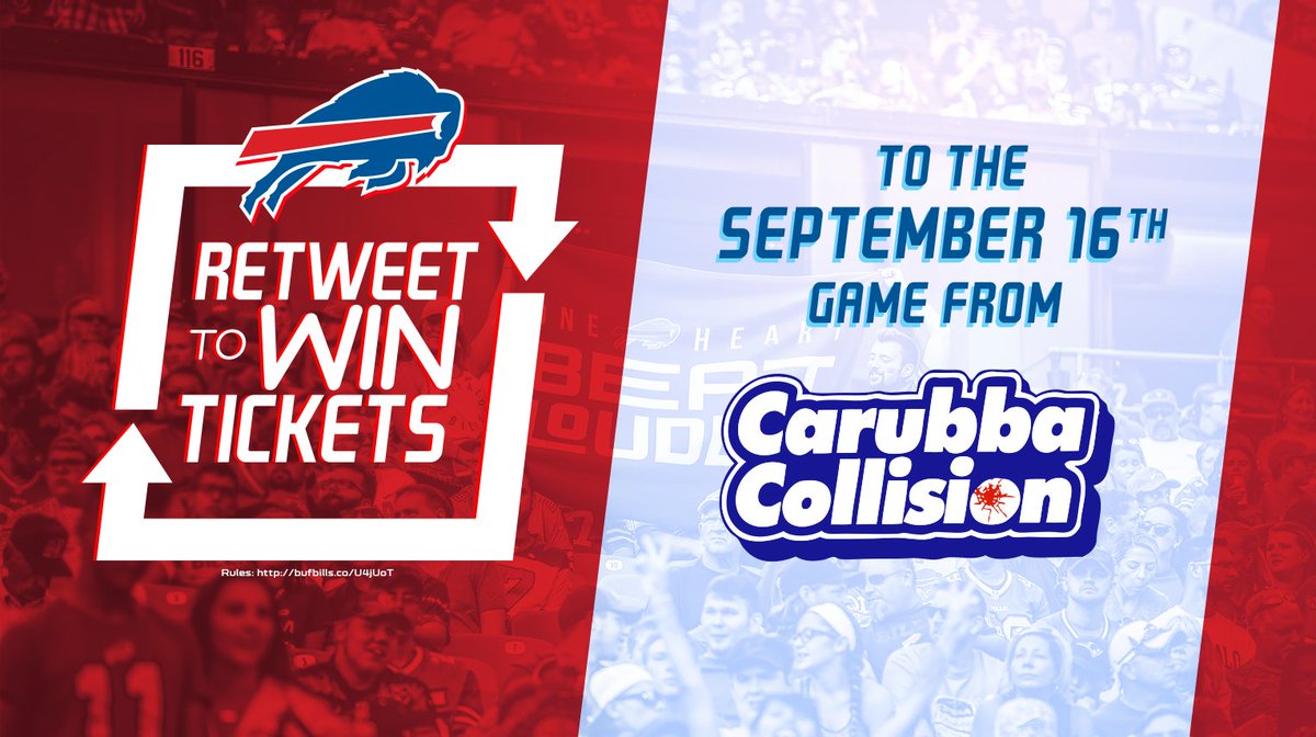 BuffaloBills's tweet photo. Retweet for a chance to win tickets to our home opener from #CarubbaCollision! 💯 https://t.co/XWSm0zZSQe