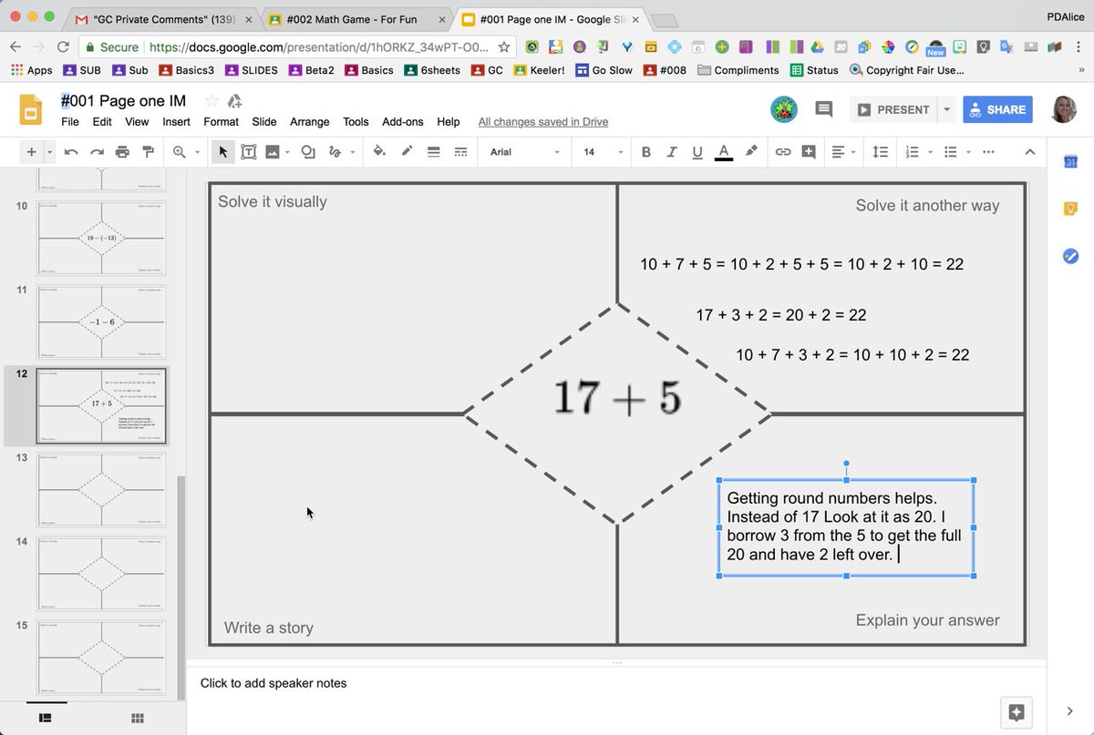 alicekeeler's tweet image. Looking at different ways to explain numbers using @joboaler solve it template. docs.google.com/presentation/d… #mathchat