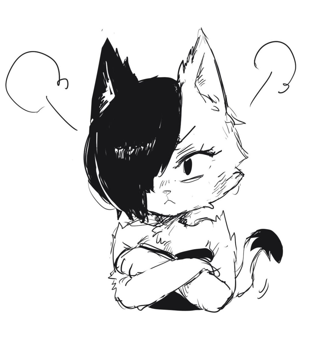 LINEスタンプの猫ちゃん可愛すぎるから妄想ファンアートです https://t.co/SURDmW8A4g