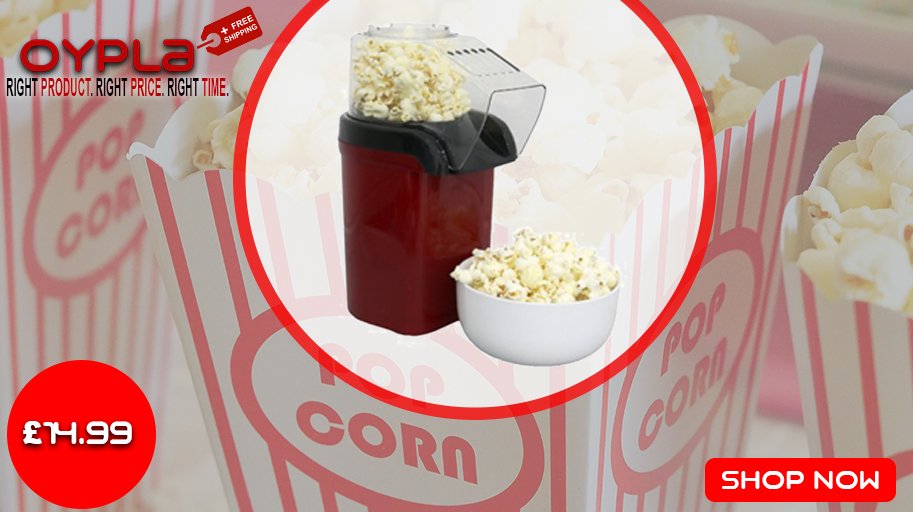 oypla's tweet image. #UniversityEssentials Check out our Electric Hot Air Fat Free Popcorn Pop Corn Maker Popper Machine, just £14.99 &amp;amp; Free UK Delivery! Get yours now: url.oypla.com/me1I4 #oypla #inspiration #lifestyle #onlineshopping #shopping #deal #business #freshers2018 #freshersweek #films