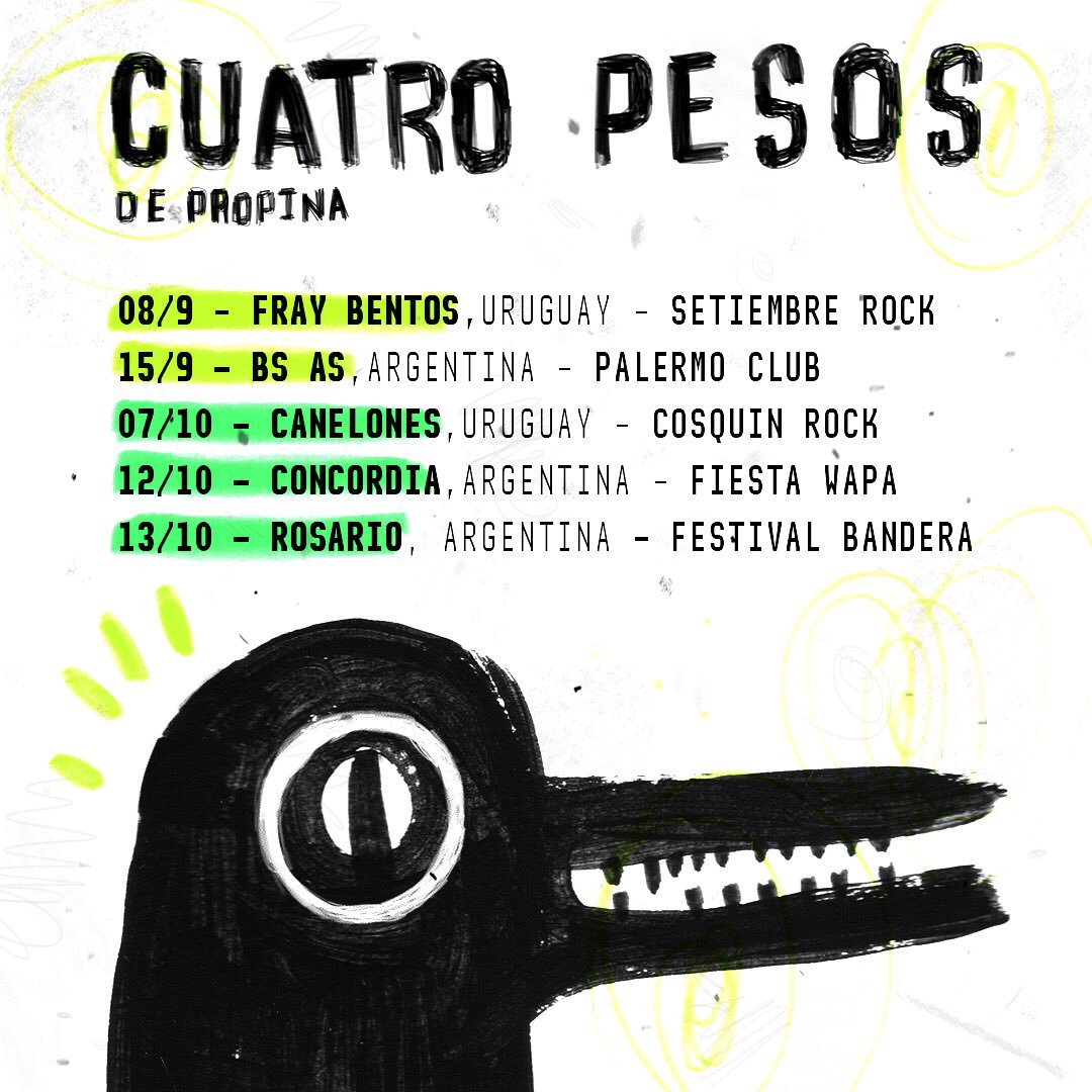 cuatropesos's tweet photo. En pocos días salen a modo de adelanto 3 temas del nuevo disco🔥 , y esos temas más otros los vamos a tocar en : https://t.co/WmYlOVdzOk
