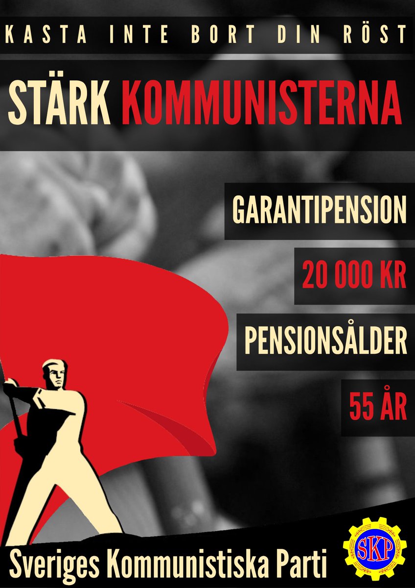 kommunisterna's tweet photo. Håller du med? Hjälp oss sprida vårt valmaterial som finns att beställa här: https://t.co/8GAju74zH6
#svpol #pensionspol #pensionär #vpol #dinröst #utfrågningen #val18 #valet2018 #SKP https://t.co/vnFmhvM1ao