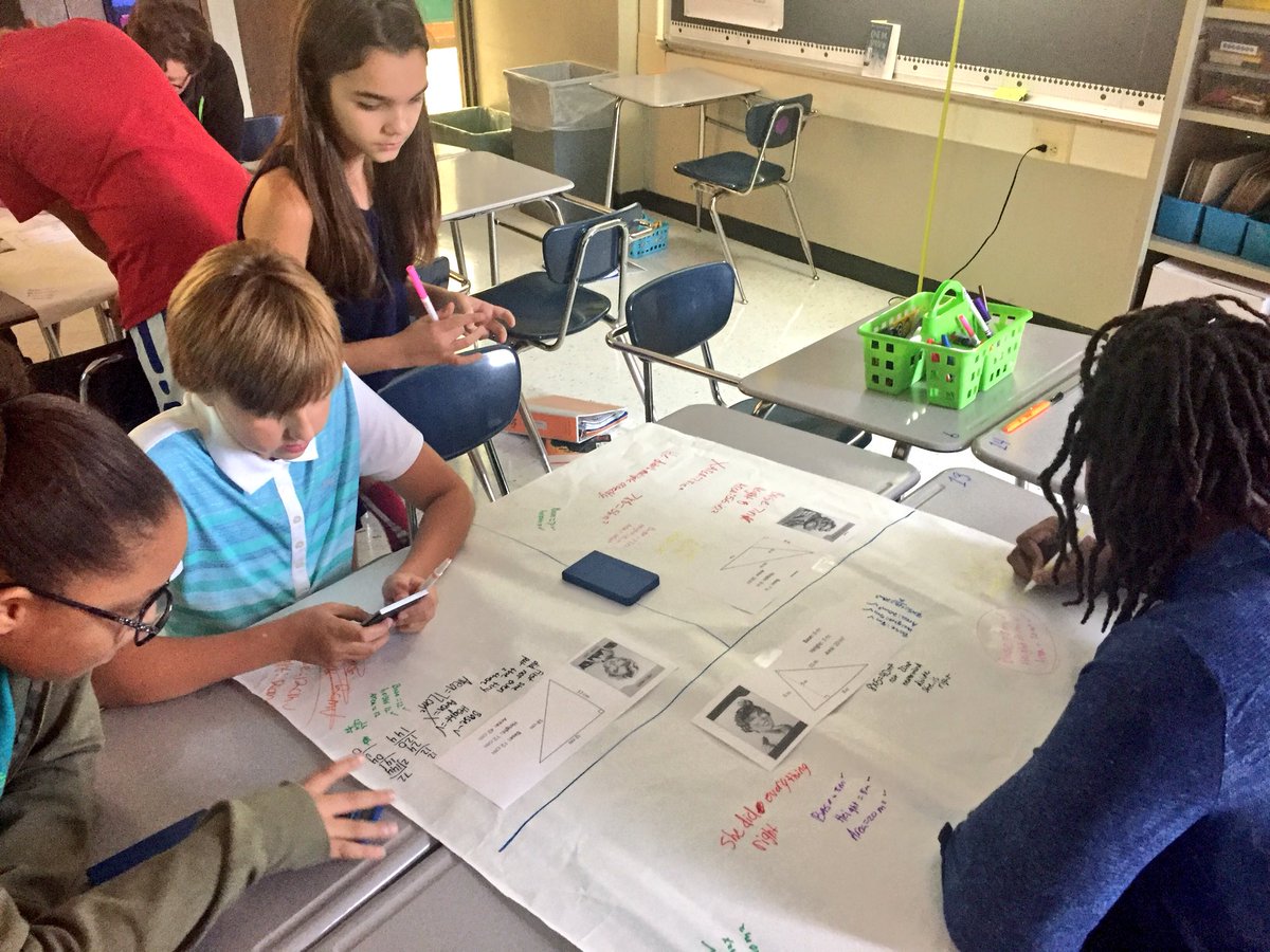 MsLaymanMath's tweet image. Today students were revising their notes about area of polygons and then using their knowledge to solve the clue triangle mystery in a silent group quickwrite! #BridgerBold #ISDStrong #ThisIsAVID