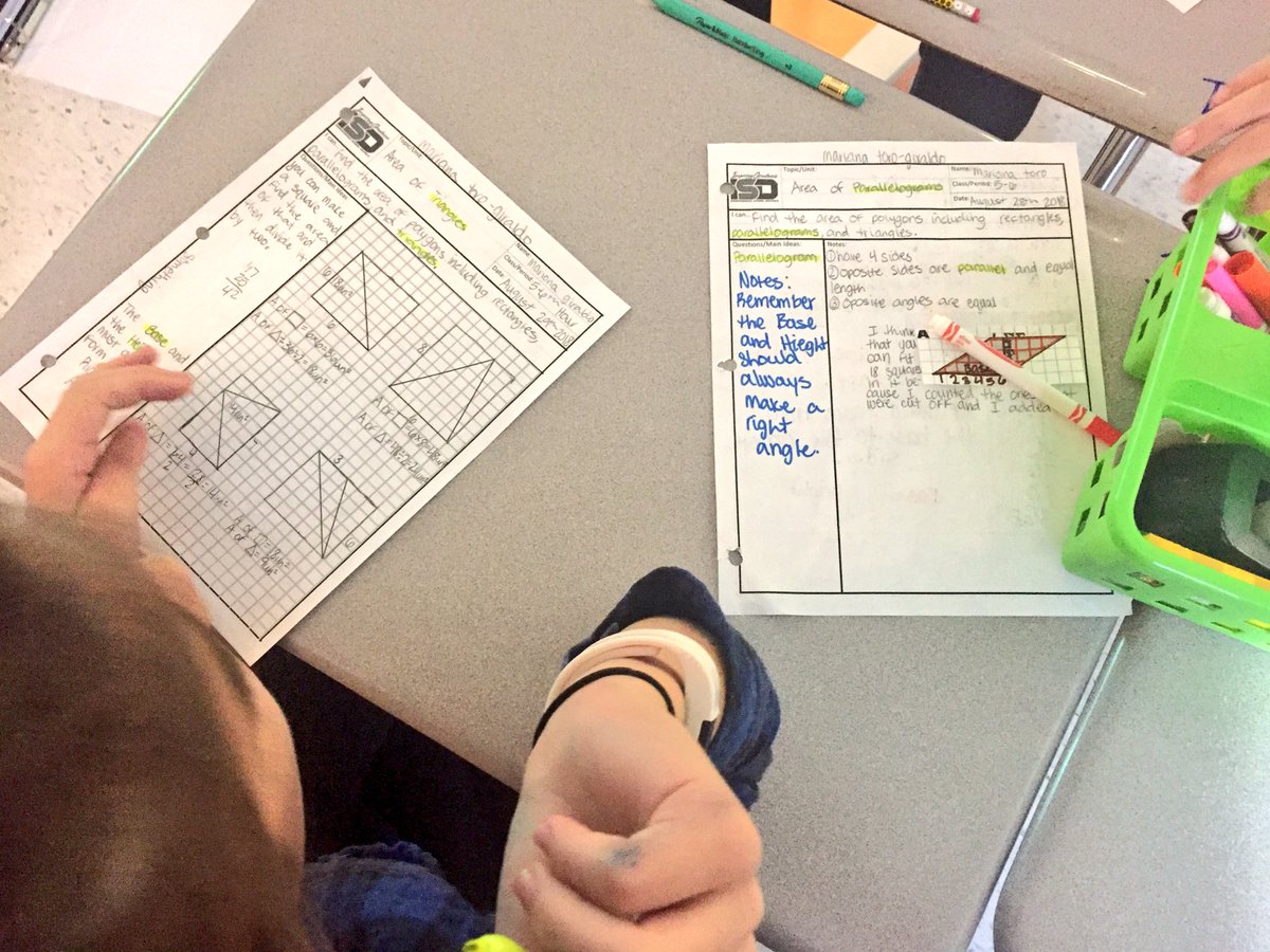 MsLaymanMath's tweet image. Today students were revising their notes about area of polygons and then using their knowledge to solve the clue triangle mystery in a silent group quickwrite! #BridgerBold #ISDStrong #ThisIsAVID