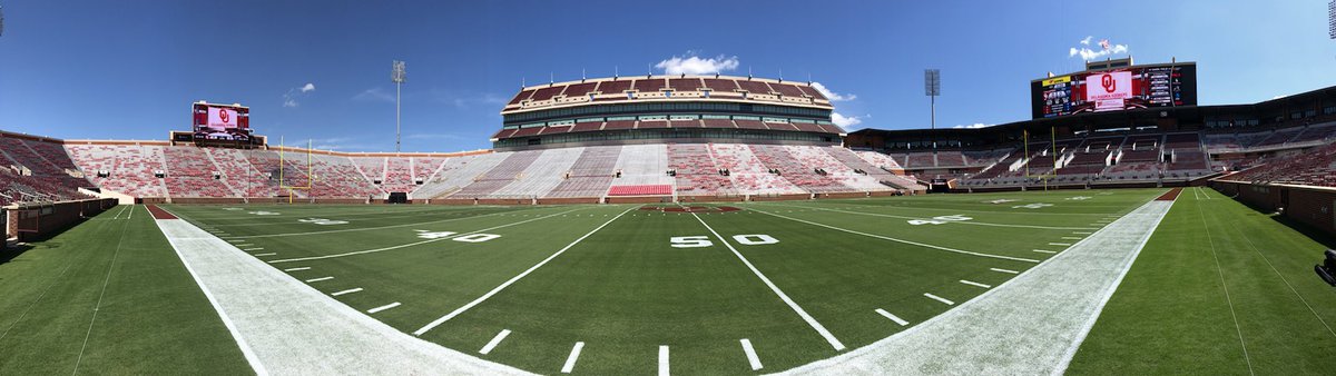 coachpeot's tweet photo. Setting up at OU for the Cross-Town Clash against Norman High to start the season. Go NN Twolves https://t.co/esk5FJUwSG