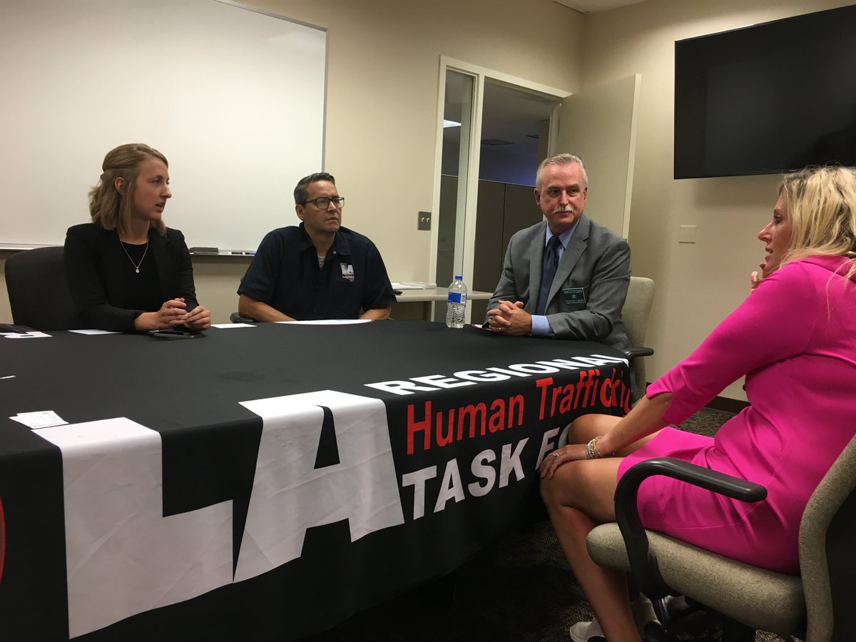 OVWJustice's tweet photo. OVW Acting Dir Katie Sullivan met with @LASDHTB staff yesterday in Monterey Park, CA. Great to hear about their L.A. Regional Human Trafficking Task Force, a coordinated community response to #HumanTrafficking in partnership with CAST. https://t.co/ULi7PwFnEB