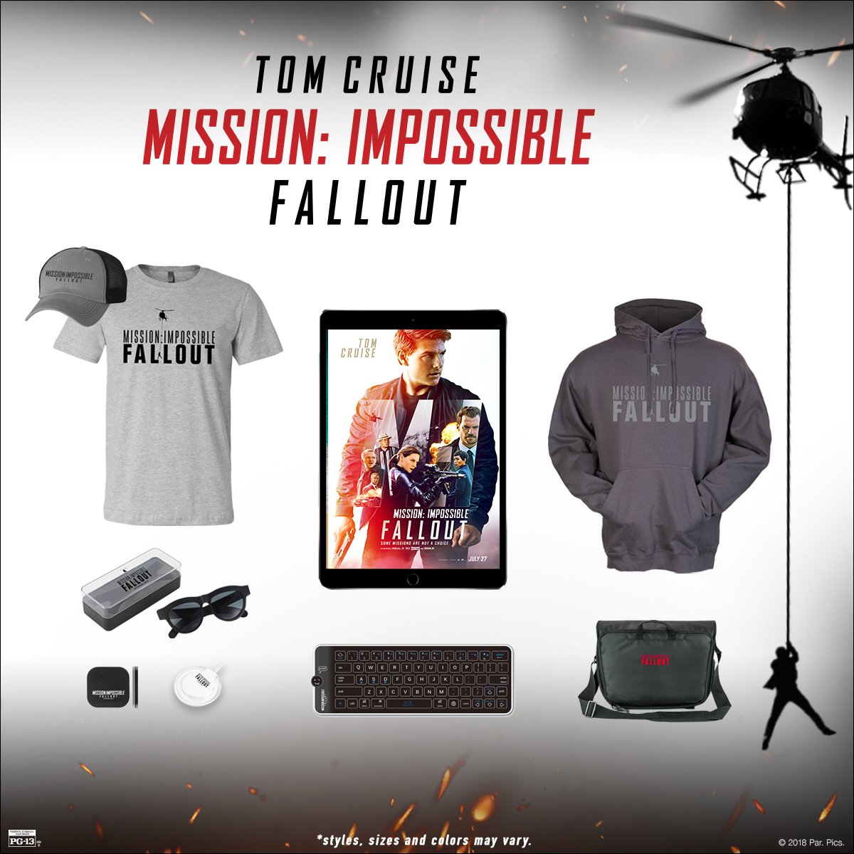 AMCTheatres's tweet photo. FOLLOW &amp; RT for your chance to win this #MissionImpossible Fallout prize pack! Get tix now: https://t.co/MIdxYsFpvP https://t.co/djt4tfKCdK