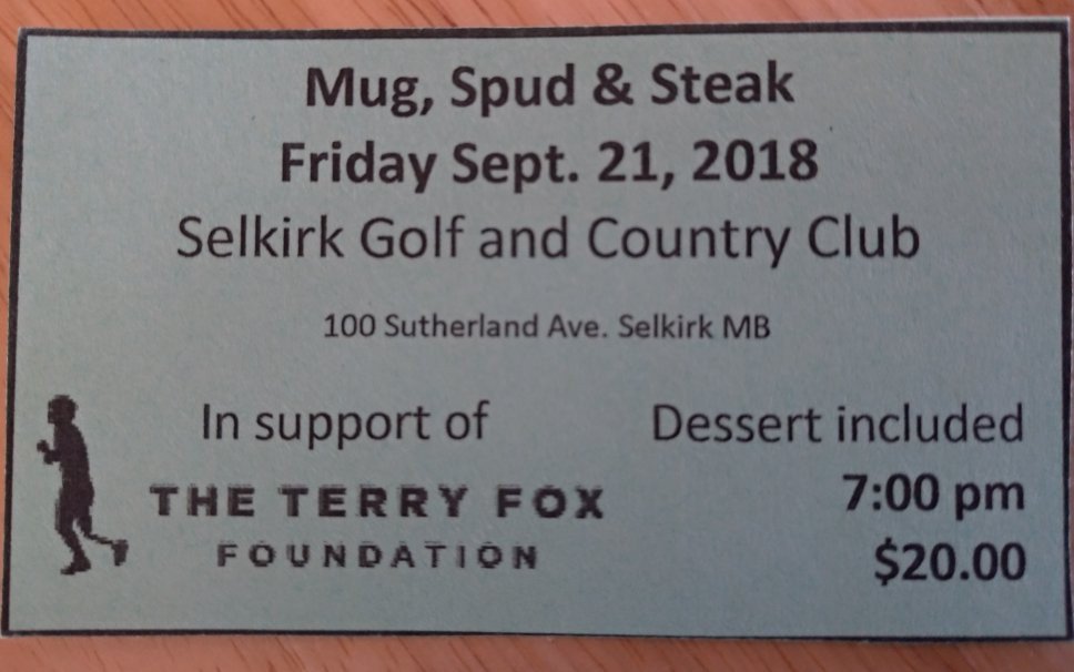 Interested in a delicious meal in support of cancer research? #TerryFox #SelkirkMB