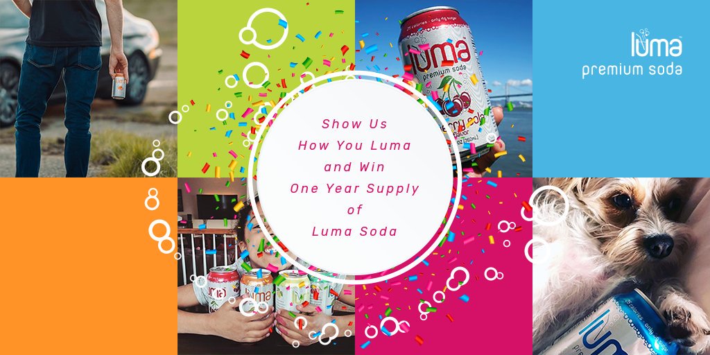lumasoda's tweet photo. Join us in our #ShowMeYourLuma Campaign! We are kick-starting this campaign to promote a healthier lifestyle for everyone. You can win some awesome Luma Soda swag including a full year of Luma Soda! Official details found here https://t.co/P2Y9gkY1c4 #drinkluma #soda https://t.co/IpUvuSFKWA