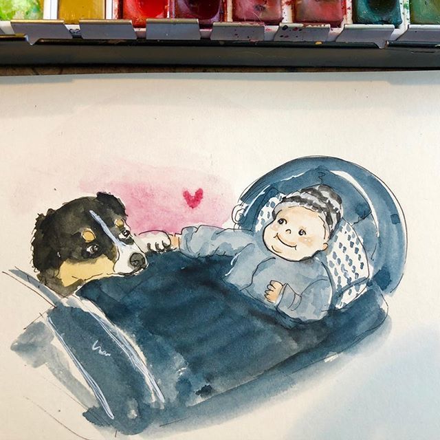 LiyanaStudio's tweet photo. #bbf at first sight is real! 
#friendsforlife❤️ .
.
.
.
.
.
#liyanasketch #liyanastudio #commissionartist #watercolorsketchbook #watercolorjournal #bestfriendship #dogandbaby #dogandme #babysmilesarethebest #cutenessoverload #soprecious #adorablebaby… https://t.co/MvMLlFajka https://t.co/VDF2upzxv3