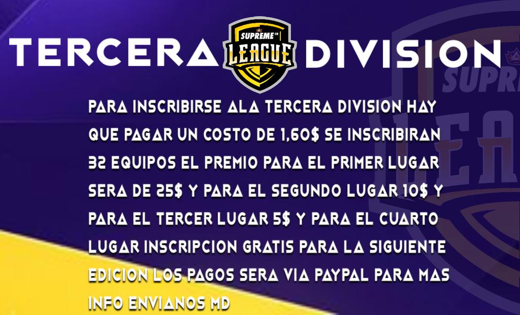 SCL_LEAGUE's tweet image. ABRIMOS NUESTRA PRIMERA EDICIÓN DE NUESTRA LIGA DE CR COMPUESTA POR 32 EQUIPOS POR CADA DIVISIÓN 

REQUISITOS🎮🥇🥈🥉

RT🔁
MENCIONAR 2 TEAMS⏺
SEGUIRNOS🔹
3,60$ PRIMERA EDICIÓN🥇
2,60$ SEGUNDA EDICIÓN🥈
1,60$ TERCERA EDICIÓN🥉

MD📩 PARA MAS INFORMACIÓN....