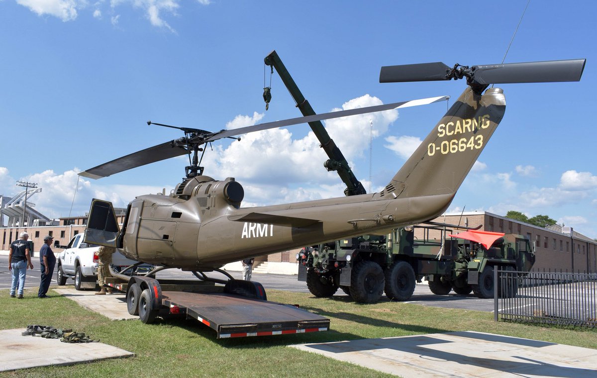 scmilmuseum's tweet photo. #NEW to the museum! OH-58 Kiowa (pictured with two of its former pilots) and an UH-1 Huey. #helicopter #armyaviation #wegotstuff https://t.co/2D8lb57lYa