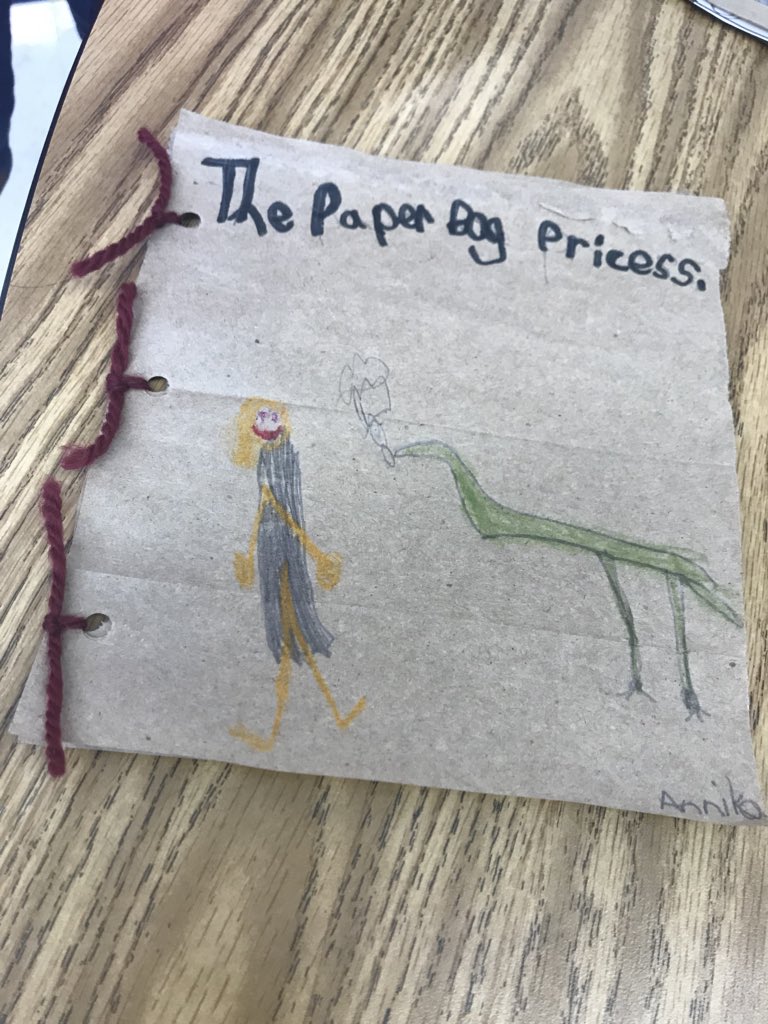 msmurphy2018's tweet photo. Getting creative with our retells. Using paper bags to display our knowledge of our story The Paper Bag Princess! @PtownElem @DurhamPublicSch @PrincipalTeal @AndreaPetiferED https://t.co/SPWExTnGhg