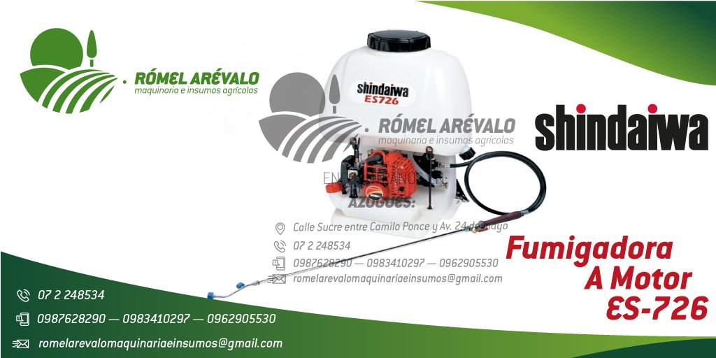 RomelInsumos's tweet photo. FUMIGADORA A MOTOR SHINDAIWA ES-726
La fumigadora más potente de SHINDAIWA 100% JAPONES, 100% ORIGINAL, GARANTIZADO; ofrece una presión alta para uso en varias aplicaciones.
Realizamos envíos, entregas técnicas y personalizadas a NIVEL NACIONAL.
¡¡ Gustosos de poder servirles !! https://t.co/NDA5vEeMYP