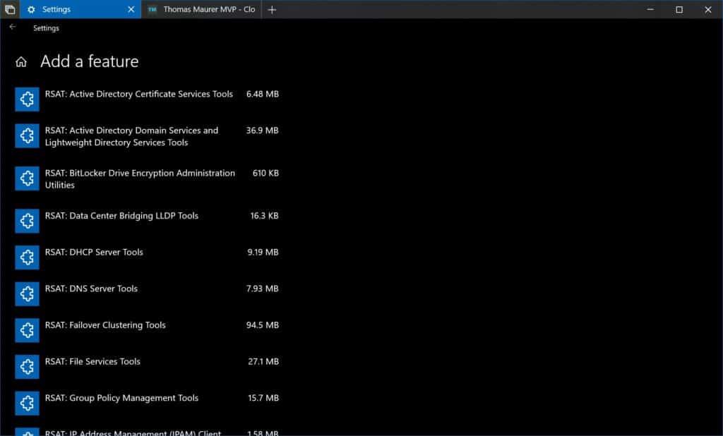 antoniosergioti's tweet image. #GreatNews #Version1809  O RSAT (Ferramentas de Administração de Servidor Remoto para o Windows 10) agora é um recurso sob demanda. Agora você pode ir para Configurações do Windows, Recursos Opcionais e selecionar Adicionar Recursos, onde você verá as diferentes Ferramentas