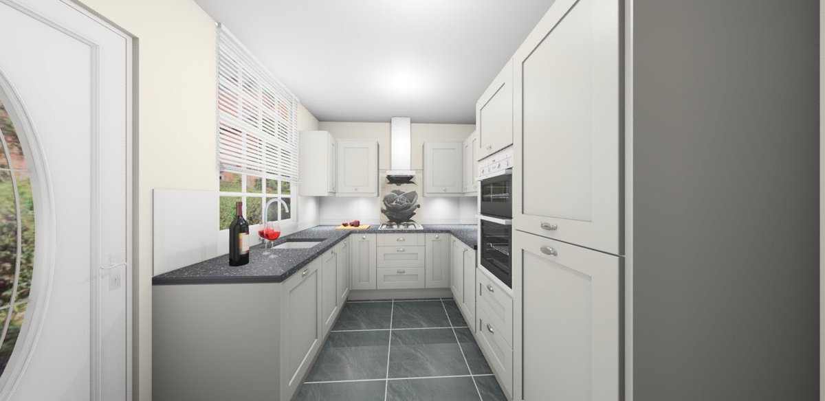 CAD_Kitchens's tweet photo. Our customers lovely Dove Grey Shaker Grained kitchen with Minerva Nimbus Grey worktops, integrated washer, dishwasher and fridge freezer, glass splashback, ceramic 1 bowl undermount sink and tiled flooring and full height upstands
#shakerkitchen #kitchens #cottagekirchen #CAD https://t.co/C19EgoUzpE