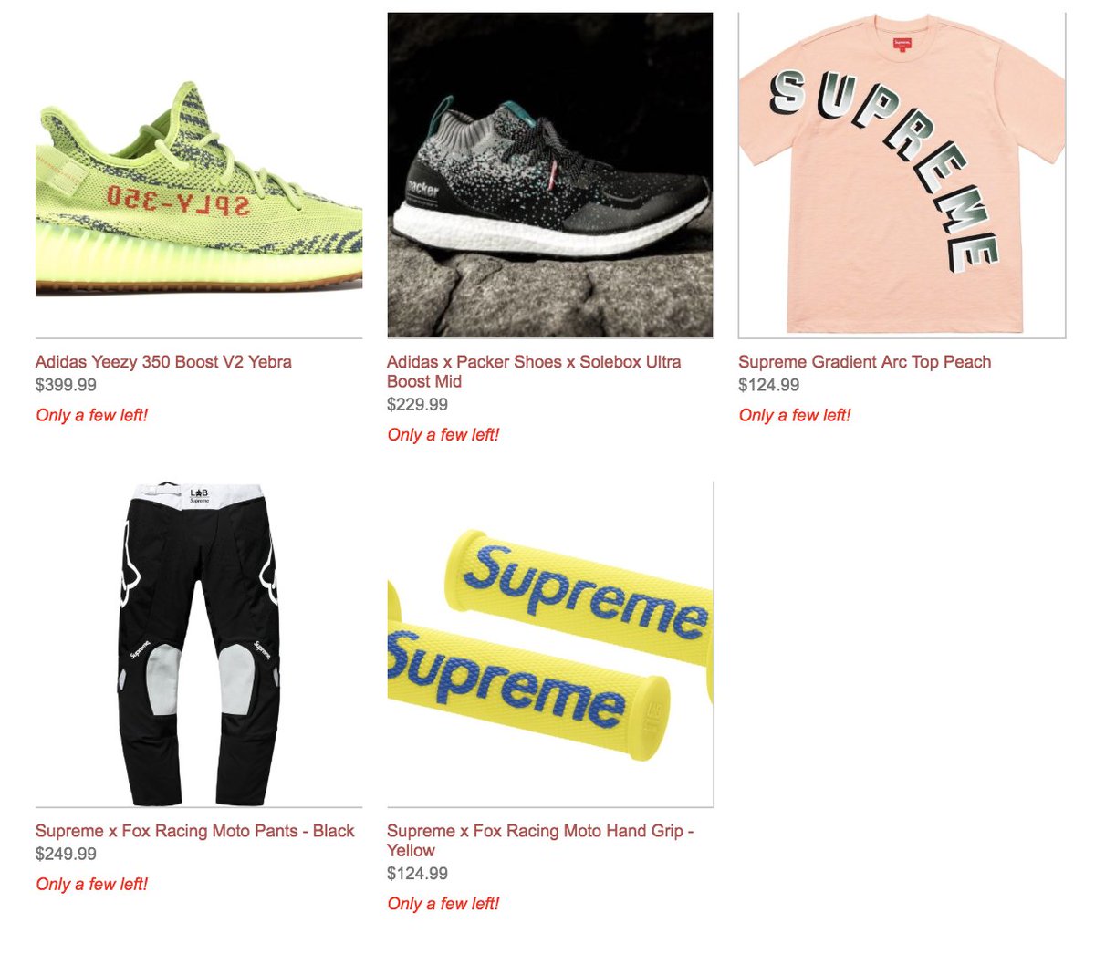 #HSSTEALS now live on heatedsneaks.com!

All orders include copy of All in One DashBot + Elite Membership.

Yeezy
-Bred
-Yebra
-Zebra
-Butter

Supreme
-Arc Top Peach
-Moto Grips + Pants
-Nike Running Hats
-Trail Jacket

Palace
-Space Nug Hood
-Metric Tee

+MORE!