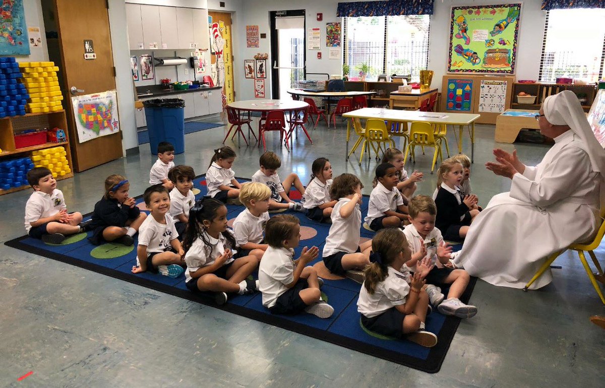 StephieGentile's tweet photo. PK had Religion with Sister Maria and had a such a great time! They sang songs, played games, and praised Jesus! #heartstoGod #svf #dopbschools https://t.co/xjJ4sojFVn