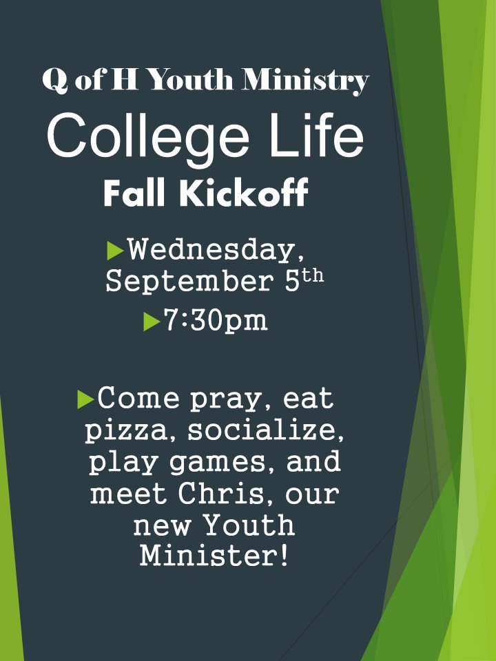 IchthusYM's tweet photo. We have exciting things planned for this year!  Our College Life Kickoff will be Wednesday, September 5th at 7:30pm!! https://t.co/ejPgnch3MI