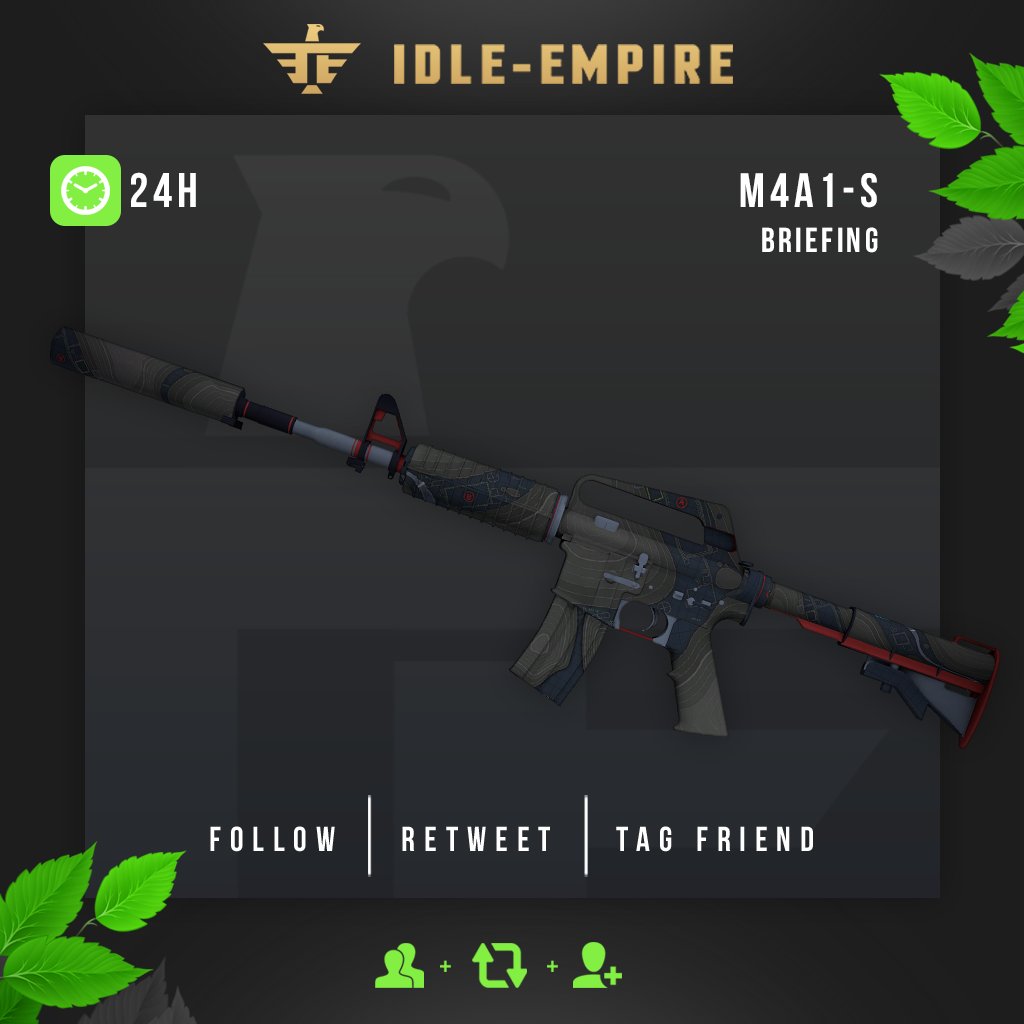 CSGOIdleEmpire's tweet photo. M4A1-S | Briefing - Giveaway!  🎁

Enter now:

✔️  Visit https://t.co/sH321LV0Rw                                  
➡ Retweet this Tweet &amp; Follow us
 Tag a friend

Winner will be announced in 24 hour https://t.co/nTPipbuLif