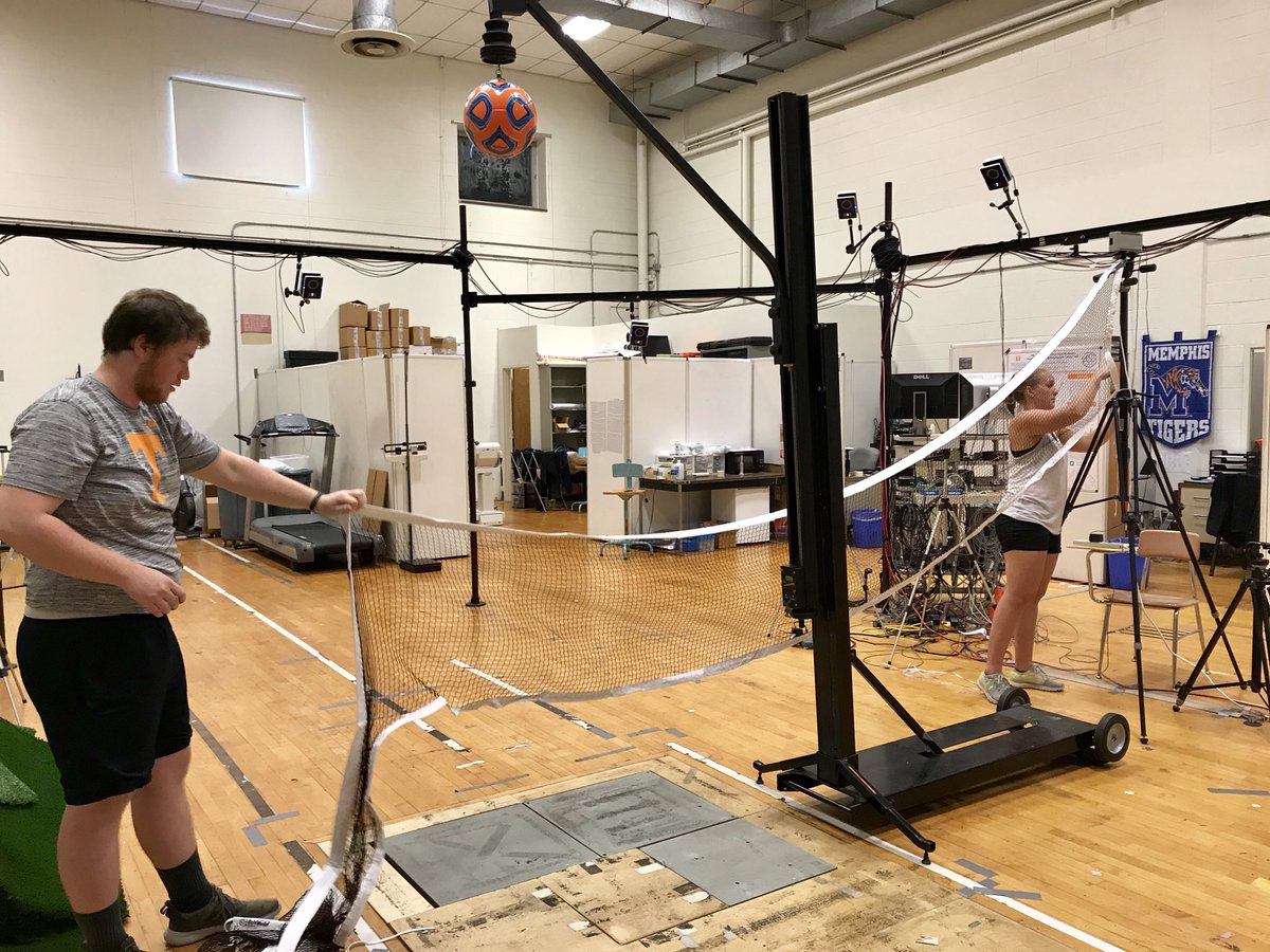 UTKBiomechanics's tweet photo. Pilot testing day for Master’s student @modwildirish volleyball focused thesis with PhD student @Schroed12 providing some impressive ups #321takeoff https://t.co/wDkrImsg6A