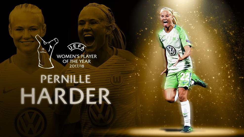 UEFA Champions League on Twitter: "🌟 UEFA Women's Player of the Year 2017/18 🌟 🥇 Congratulations, @PernilleMHarder! 🎉 #UEFAawards #UCLdraw https://t.co/t9ELk3qGuZ" / Twitter