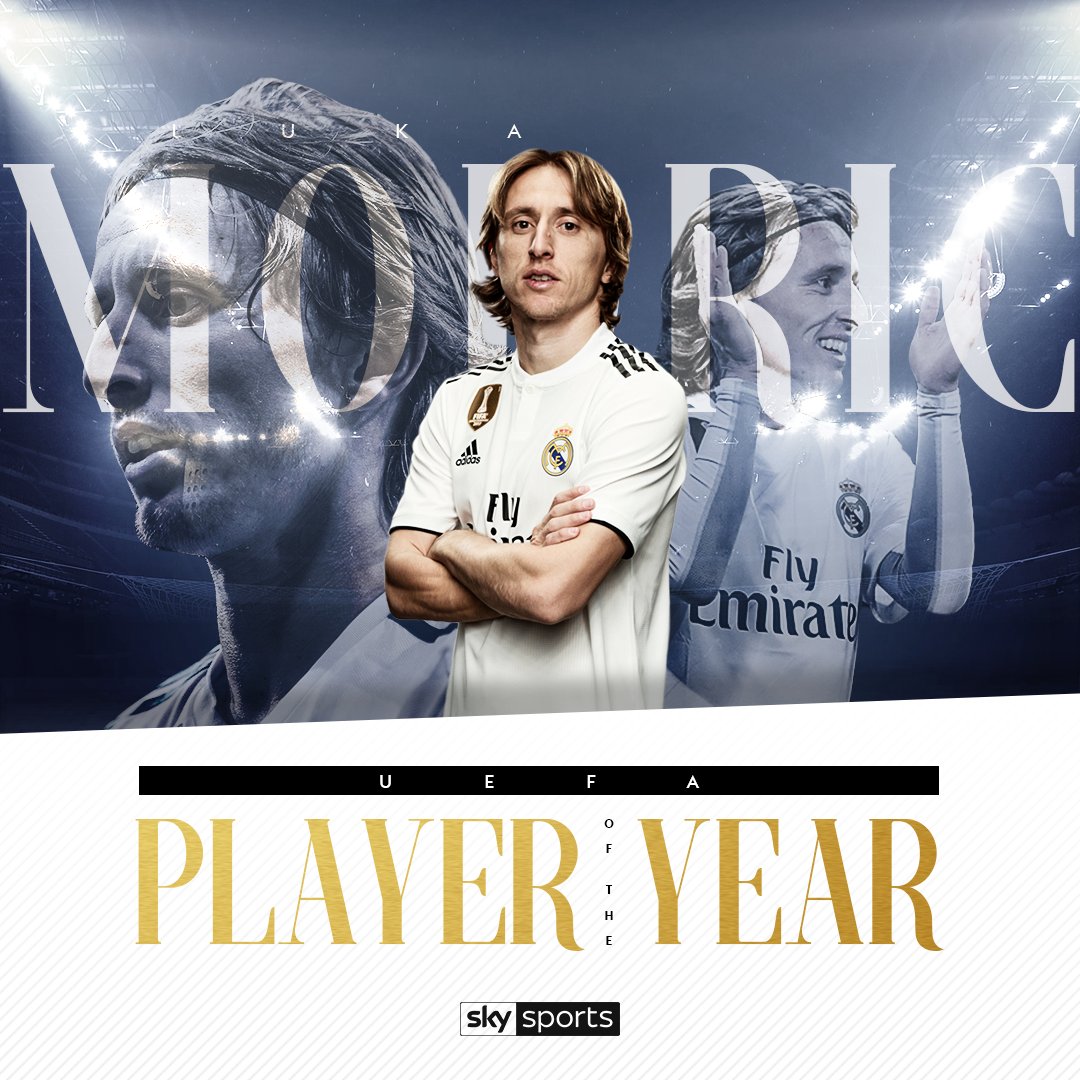 SkySportsNews's tweet photo. BREAKING: @lukamodric10 is announced as the @UEFA Mens Player of the Year. https://t.co/zM6fAMy6t4