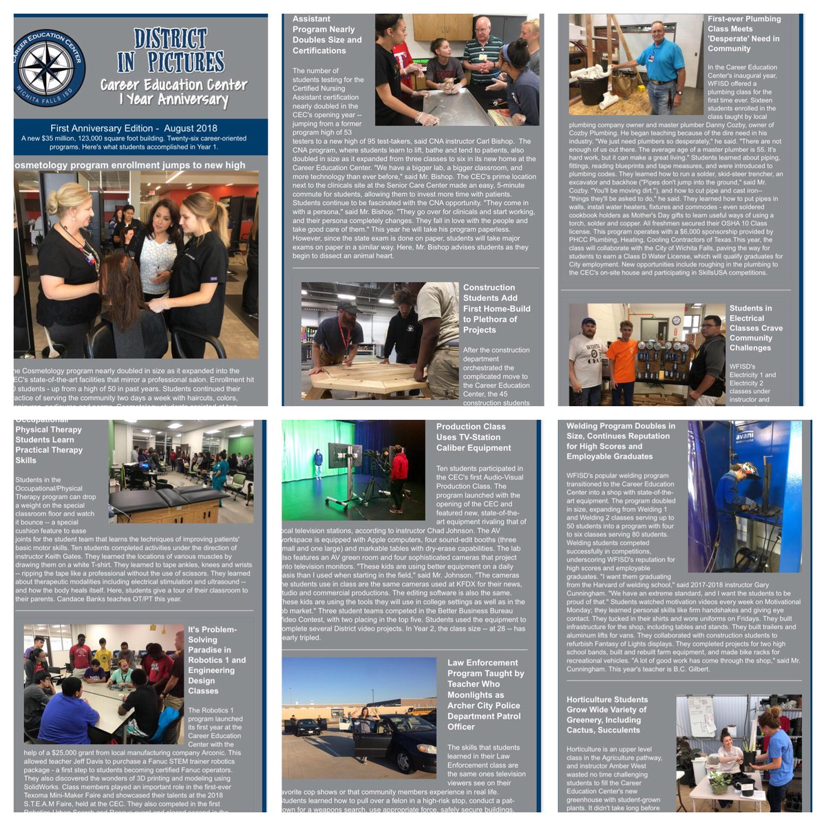 WFISDschools's tweet photo. In the CEC’s  inaugural year, 1,200 students pursued 26 pathways in 83 classes — discovering “something they never knew they always wanted,” as CEC’s Michelle Wood says. Read all about it in the CEC 1st Anniversary District in Pictures, in your Wednesday’s email. #kuhrteous https://t.co/1lKwLPUuYn