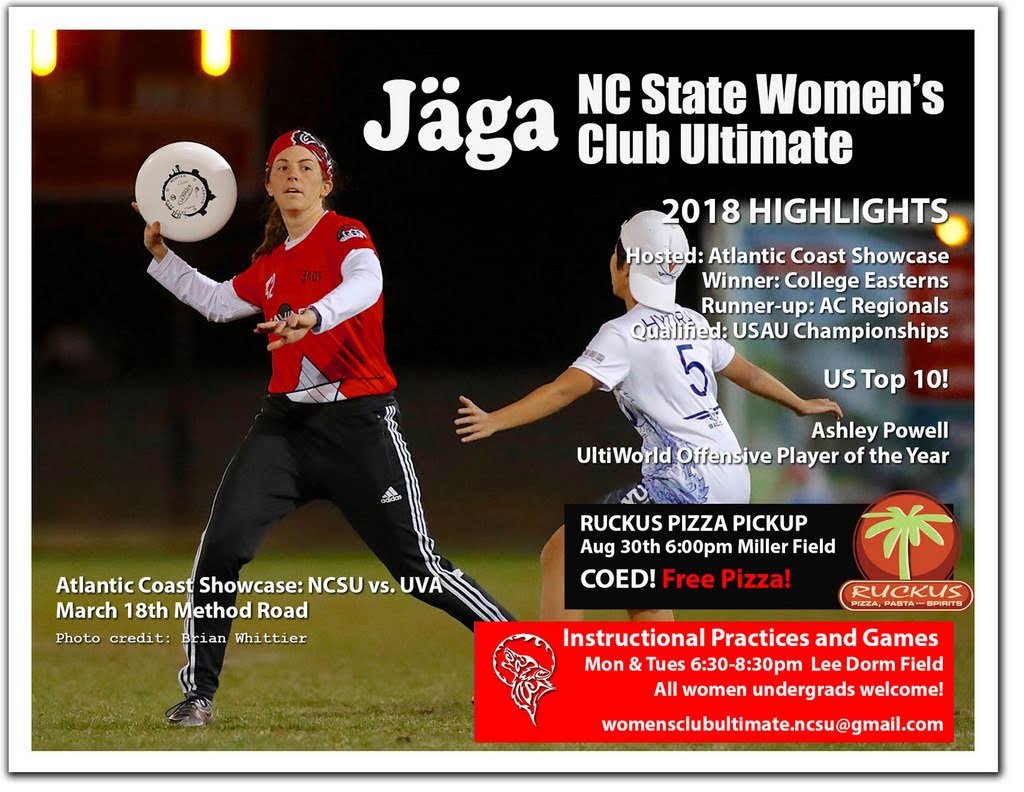 NCSUJagaMonsta's tweet image. Join us tonight for frisbee and FREE PIZZA! Everyone welcome! Miller fields 6pm. Bring water, light and dark shirt and your student ID.
@NCStateWellRec