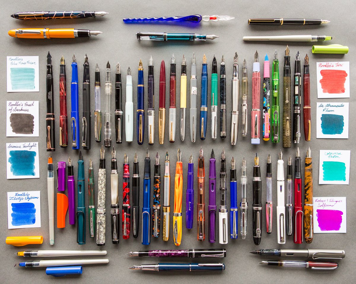 GouletPens's tweet photo. You may remember Micah from his obscure inks featured on Write Now. Well, now's your chance to look at his pen collection! He says he 'focuses on unique and bold pens that are also budget-friendly'. What's your favorite budget-friendly pen? https://t.co/RnMWPtJlCA
