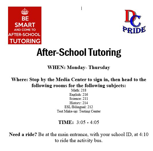 DundeeCrownAVID's tweet photo. After school tutoring starts Tuesday! Plan to stay for the best FREE resource available to all students! #LearningIsFun #ThisIsAVID @DundeeCrownHS @AVIDMWStates @AVID4College @MrsMarkham7 @NancyIsrael615 https://t.co/FgxTJbZiw8