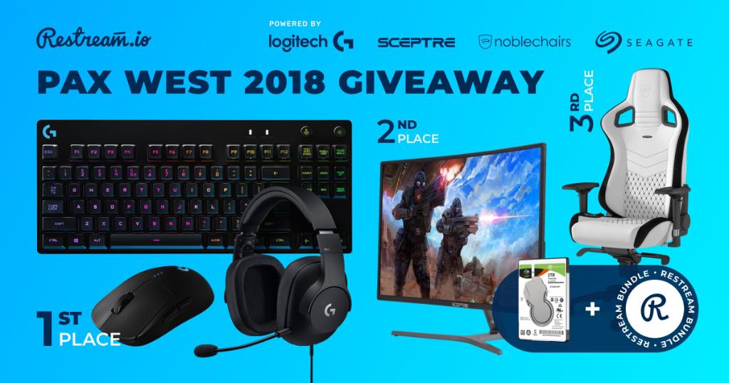 Enter the <a href="/Restreamio/">Restream</a> #PAXWest 2018 Giveaway for your chance to win a PRO Series bundle, a Seagate 2TB SSD, and one year of Restream Pro!

See all the ways to enter on Gleam: logt.ly/6013DxI13. #KeepPlaying #LogitechGPAX