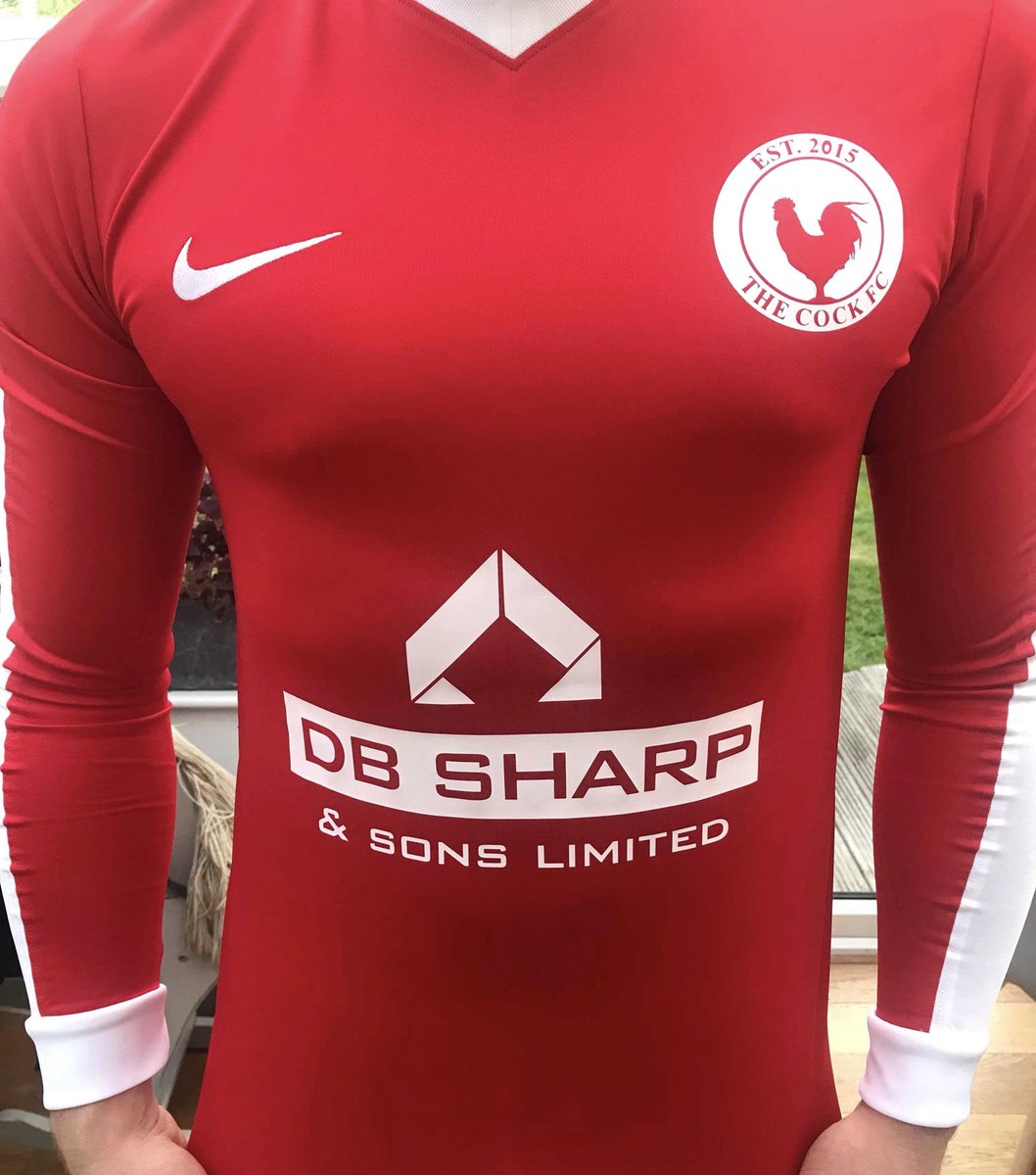 TheCockFC's tweet image. Presenting The Cock F.C’s new home kit, with thanks to our sponsors at @dbsharpsons