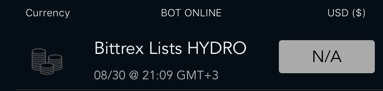 sharkcrypto's tweet photo. $HYDRO Bittrex’e eklenerek işleme açılacak... $hydro #hydrobtc #altcoin https://t.co/5s5gppBVhN