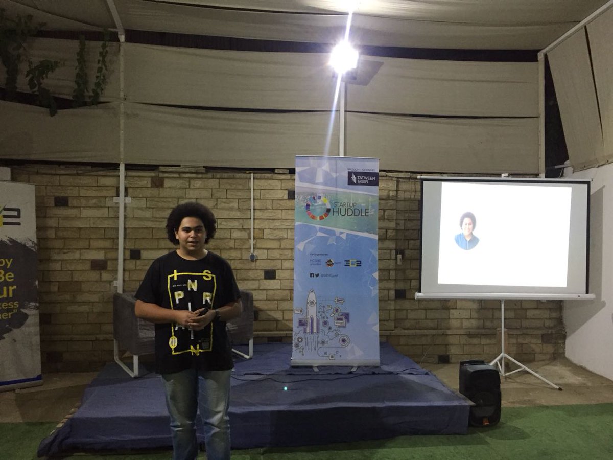 GENEgypt's tweet photo. Inspiring others has no start age! That's what #StartupHuddle Cairo 4 second speaker; Mody Boles proves! Mody is discussing all behind his startup #Imaginators and shares his story of being an entrepreneur at a really young age!
#GENEgypt #MCSBE #ICSB #302Labs #TatweerMisr https://t.co/HPLYCx6blt