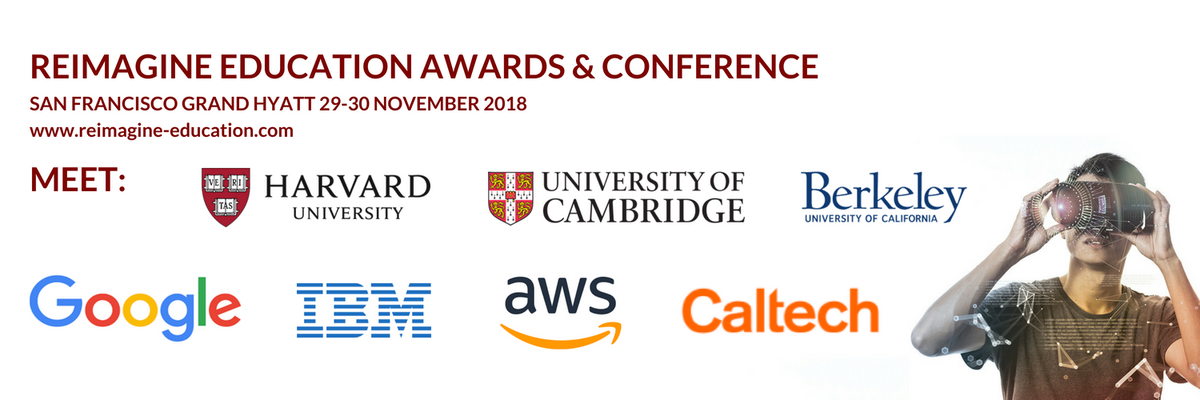 ReimagineHEdu's tweet photo. Want to hear how Harvard, Cambridge, Google, IBM and Caltech are reimagining #education? #Startup wanting to meet #edtech investors and fellow innovators? Then join the 2018 Reimagine Education Conference (San Francisco, 29th-30th November)! Tickets here: https://t.co/0dbd1MT4lW https://t.co/ttPmxsc5pr