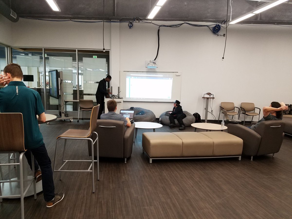 Saber Cybers and IT Interns working on hardware repair learning modules, collaborating on video projects and repairing student 1:1 Chromebooks in the new Cyber Space! <a href="/LegacySabers/">Legacy High School</a> #learnbps #sabercybers