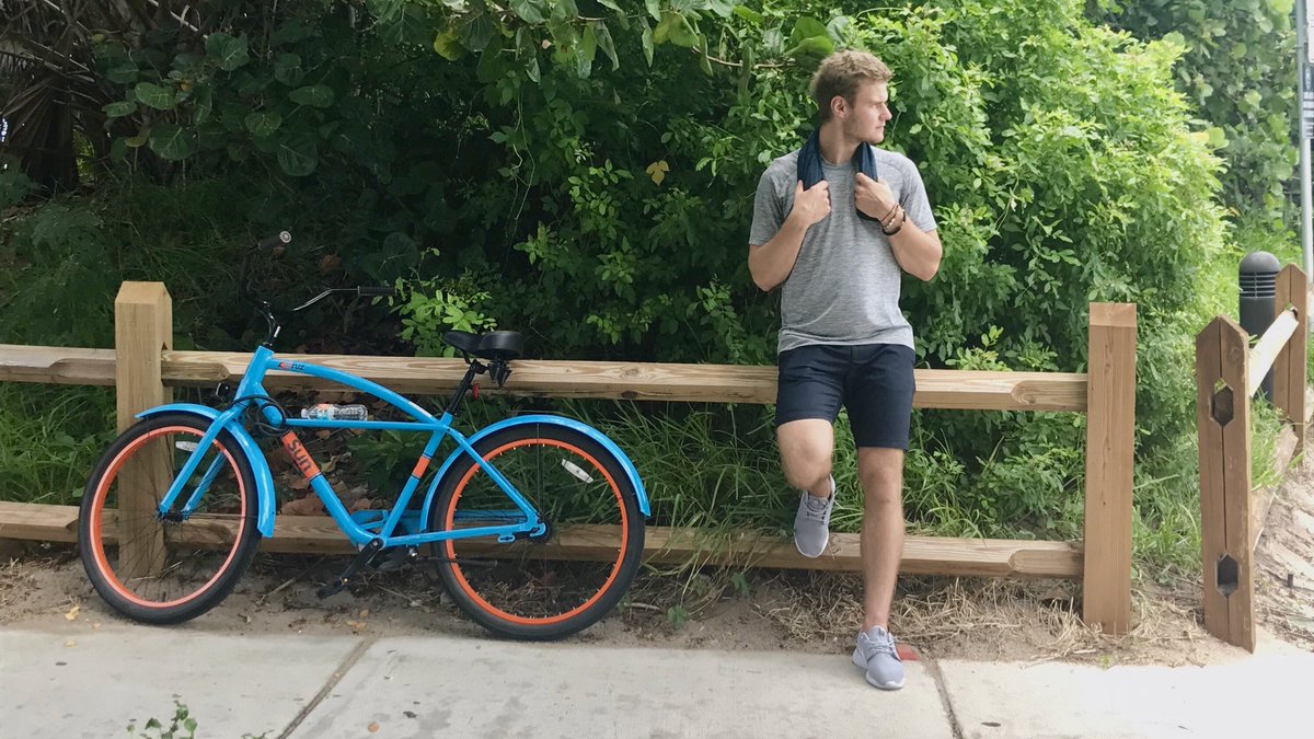 FlaPanthers's tweet photo. Barky’s back and biking around Boca. 😸 https://t.co/d7JREFhGb2