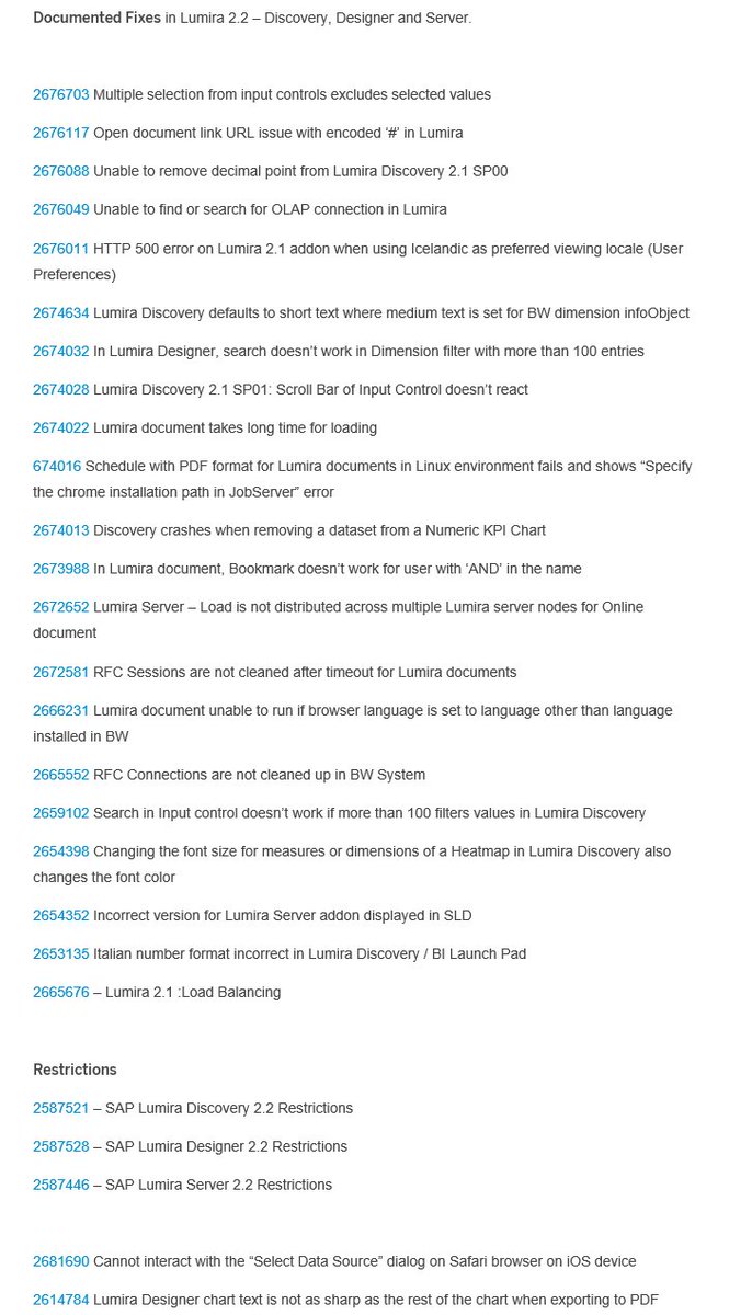 #SAPLumira Blog: List of Fixes, Enhancements &amp; Restrictions for Lumira 2.2.0.0 blogs.sap.com/2018/08/30/lis…